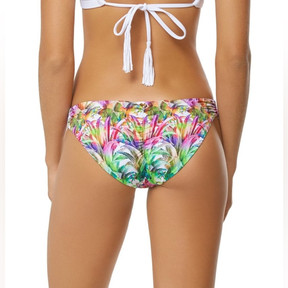New pilyq Lana ruched full bikini bottom large